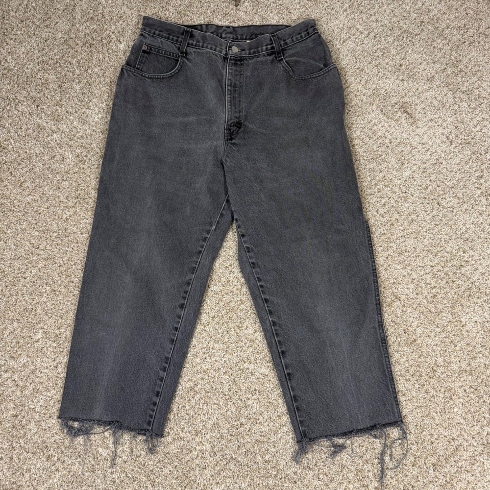 Vintage Gitano High Waisted Black Jeans Frayed Hem Size 16 Average 100% Cotton